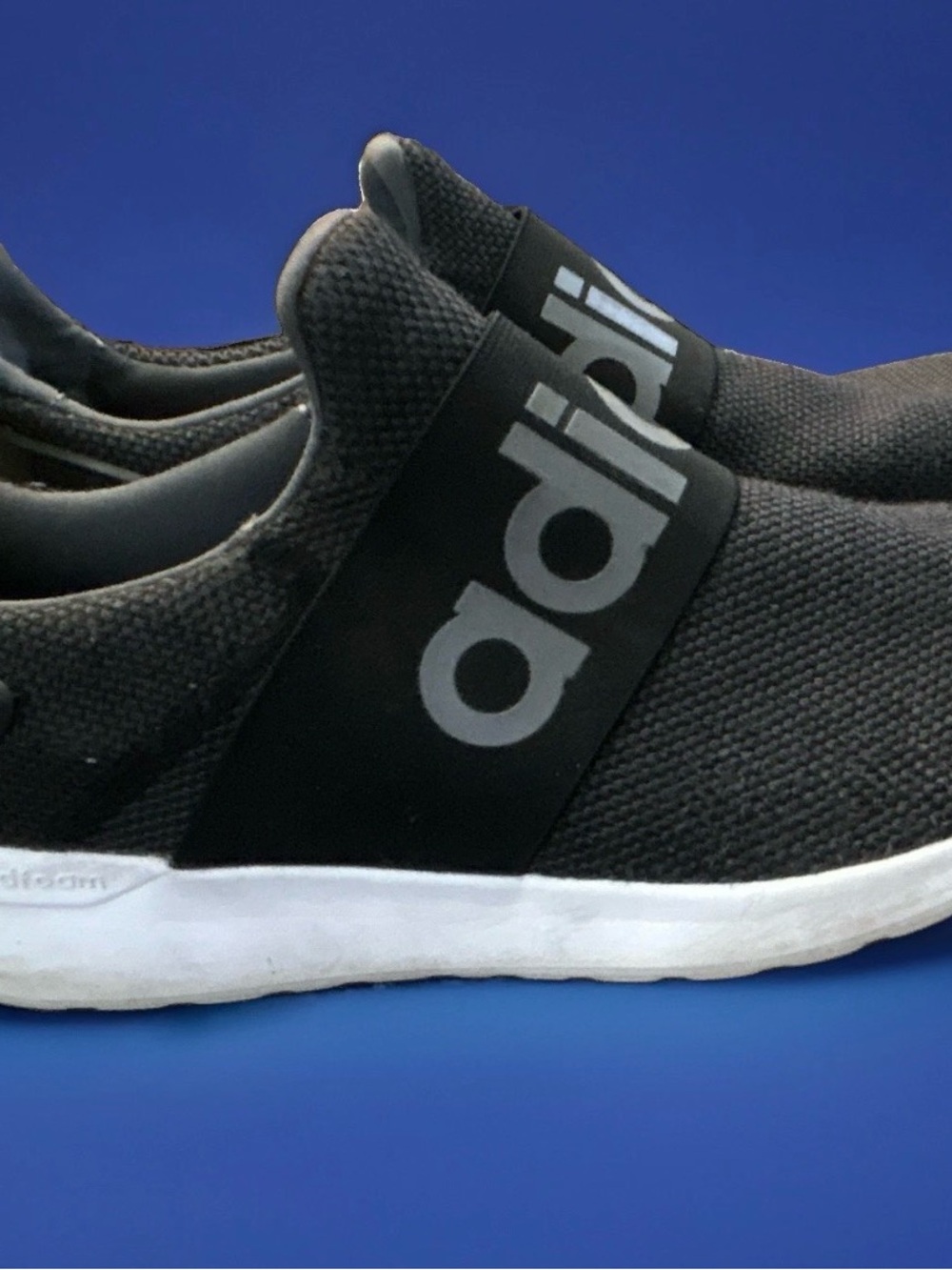adidas Black Slip-On Knit Sneakers with White Sole - Picture 5 of 7